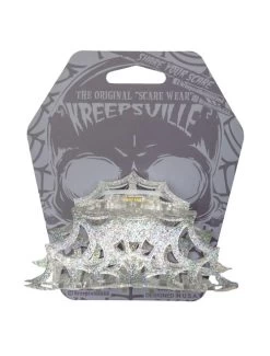 Kreepsville 666 Spiderweb Hair Claw: Silver Holographic Glitter -Fashion Apparel Big C Edit 3 05164.1651750430