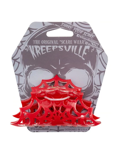 Kreepsville 666 Spiderweb Hair Claw: Red 5 Kreepsville 666 Spiderweb Hair Claw: Red - Image 3