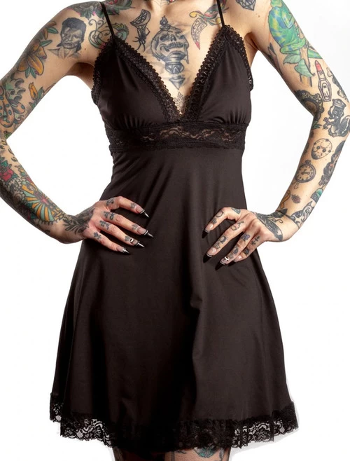 Sourpuss Pizzazz Slip Dress: Black 5 Sourpuss Pizzazz Slip Dress: Black - Image 3