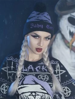 Too Fast Baby Goth Pom Pom Beanie 13 Too Fast Baby Goth Pom Pom Beanie -Fashion Apparel Big C Edit 5 32008.1649775940