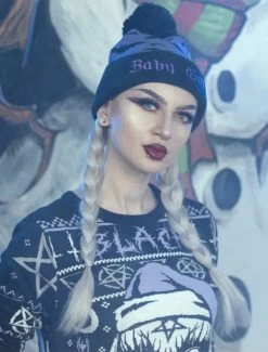 Too Fast Baby Goth Pom Pom Beanie 12 Too Fast Baby Goth Pom Pom Beanie -Fashion Apparel Big C Edit 6 15717.1649775940