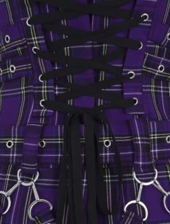 H & R Detention Mini Dress: Purple Tartan - XS -Fashion Apparel Big C Edit Back Close 20327.1557471922