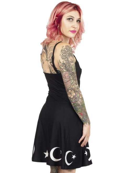 Too Fast Moon & Stars Spaghetti Strap Skater Dress 6 Too Fast Moon & Stars Spaghetti Strap Skater Dress - Image 4