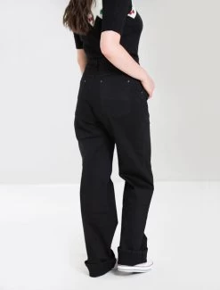 Hell Bunny Weston Denim Jeans: Black - XS And Large -Fashion Apparel Big C Edit Back Close 79063.1561691456