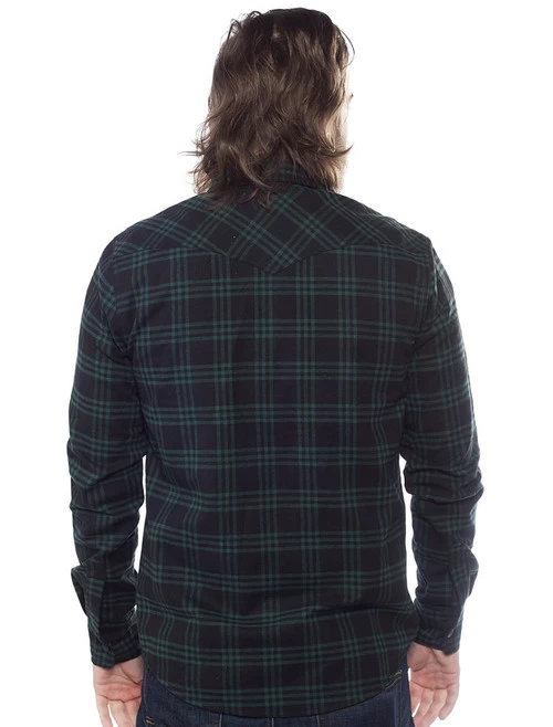 Kustom Kreeps Plaid Western Button Down: Black / Green 4 Kustom Kreeps Plaid Western Button Down: Black / Green - Image 2