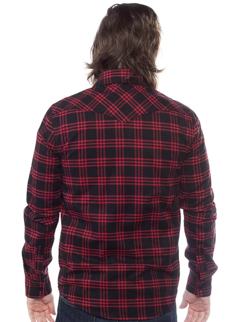 Kustom Kreeps Plaid Western Button Down: Black / Red 4 Kustom Kreeps Plaid Western Button Down: Black / Red - Image 2