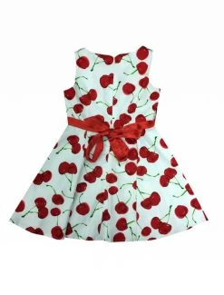 Hearts And Roses White Cherry Bombshell Kids' Dress -Fashion Apparel Big C Edit Back No Model 02092.1548217769