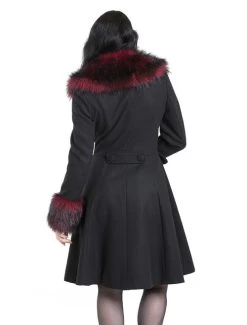 Hell Bunny Rock Noir Coat: Red - Medium -Fashion Apparel Big C Edit Back White Background 05510.1561622518