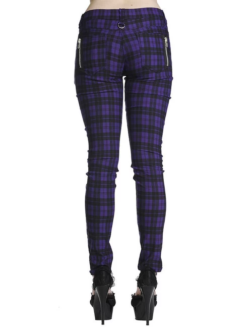 Banned Check Stretch Skinny Jeans: Purple - Small To 2XL 4 Banned Check Stretch Skinny Jeans: Purple - Small To 2XL - Image 2