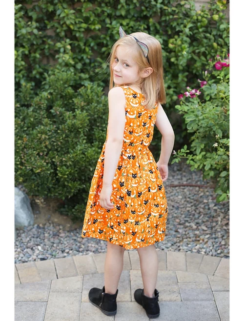 Retrolicious Pumpkins And Cats Glow In The Dark Kids' Dress 4 Retrolicious Pumpkins And Cats Glow In The Dark Kids' Dress - Image 2
