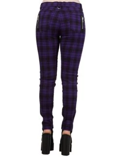 Banned Move On Up Ripped Skinny Jeans: Purple Check - Small -Fashion Apparel Big C Edit Back 33722.1591456718