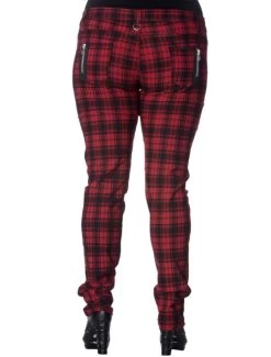 Banned Check Stretch Skinny Jeans Plus Size: Red - 4XL -Fashion Apparel Big C Edit Back 64537.1548922046