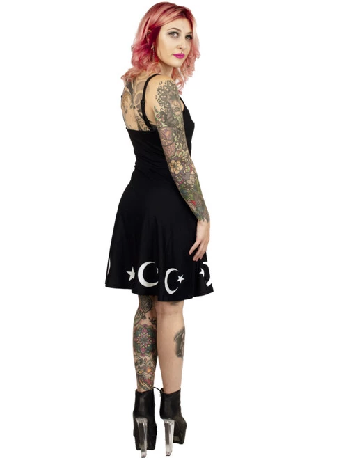 Too Fast Moon & Stars Spaghetti Strap Skater Dress 4 Too Fast Moon & Stars Spaghetti Strap Skater Dress - Image 2