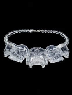 Kreepsville 666 Skull Collection Necklace: Crystal Clear -Fashion Apparel Big C Edit Black Background Angled 13454.1605690277