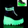 Demonia Shaker Ankle Boots: UV Neon Green - PRE-ORDER -Fashion Apparel Big C Edit Blackout with White Square 70798.1685614712