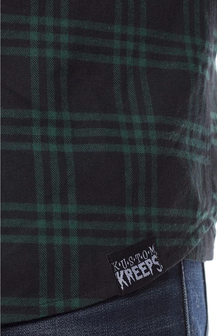 Kustom Kreeps Plaid Western Button Down: Black / Green 6 Kustom Kreeps Plaid Western Button Down: Black / Green - Image 4