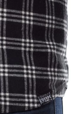 Kustom Kreeps Plaid Western Button Down: Black / White -Fashion Apparel Big C Edit Bottom 54471.1576989677