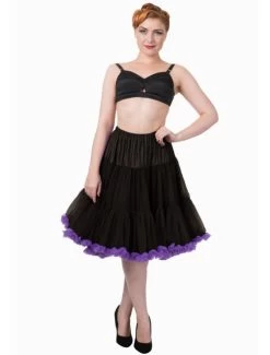 Banned Bright Lights Petticoat: Black / Purple - XS/S