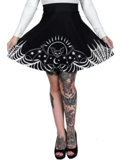 Too Fast Starry-Eyed Bat Skater Skirt -Fashion Apparel Big C Edit Close Front 88176.1570093175