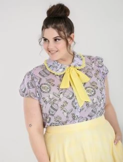 Hell Bunny Willow Sparrow Blouse: Lavender - Medium To 6XL 24 Hell Bunny Willow Sparrow Blouse: Lavender - Medium To 6XL -Fashion Apparel Big C Edit Close Plus 86497.1647407861