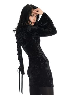 Banned Big Crush Hoodie Dress: Black - Small -Fashion Apparel Big C Edit Close Up 70549.1647788265