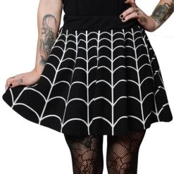 Kreepsville 666 Spiderweb Skater Skirt: Black / White - Medium And 2XL -Fashion Apparel Big C Edit Close 70030.1645634960
