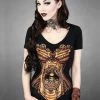 Restyle Mechanical Skeleton Steampunk Corset V-Neck T-Shirt - XS 2 Restyle Mechanical Skeleton Steampunk Corset V-Neck T-Shirt - XS -Fashion Apparel Big C Edit Display Edited 80698.1553150665