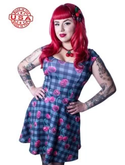 Kreepsville 666 Marilyn Flare Dress: Cherry Skull