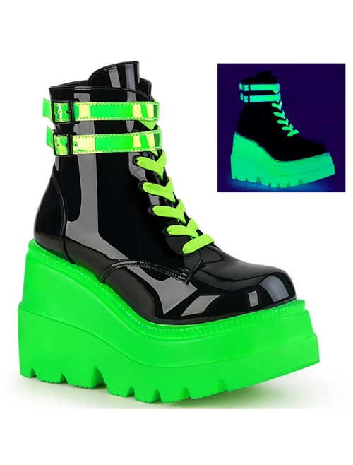 Demonia Shaker Ankle Boots: UV Neon Green - US7 IN STOCK 4 Demonia Shaker Ankle Boots: UV Neon Green - US7 IN STOCK - Image 2