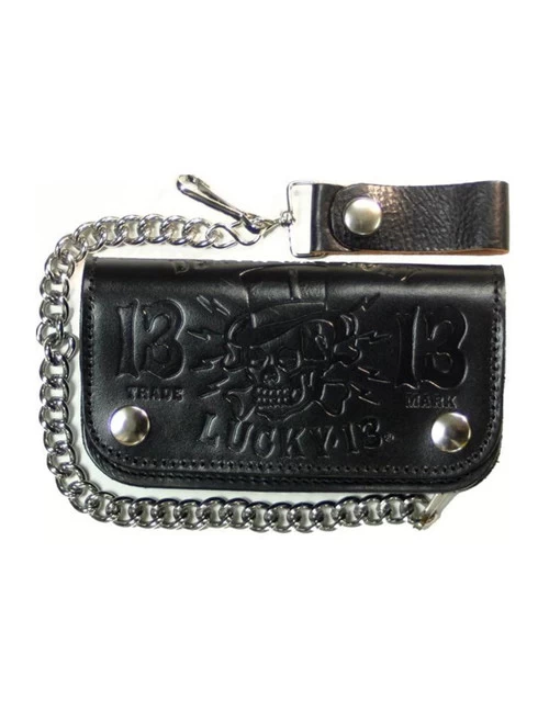 Lucky 13 Death Or Glory Embossed Leather Wallet: Black 3 Lucky 13 Death Or Glory Embossed Leather Wallet: Black