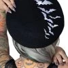 Kreepsville 666 Bat Repeat Beret Hat: White 2 Kreepsville 666 Bat Repeat Beret Hat: White -Fashion Apparel Big C Edit Display 23077.1564379948