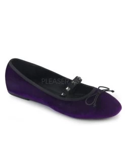 Demonia Drac Velvet Flats: Purple