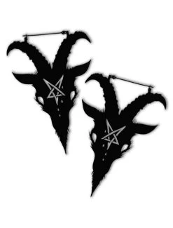 Too Fast Black Goat Head Oversized Hoop Earrings