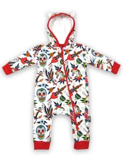 Six Bunnies Hooded Romper: Tattoo Shoppe