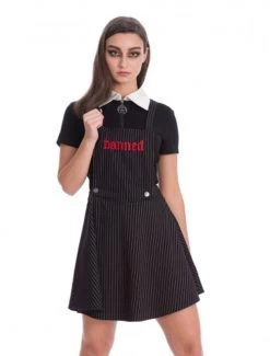 Banned Alternative Pinstripe Pinafore / Skirt Combo
