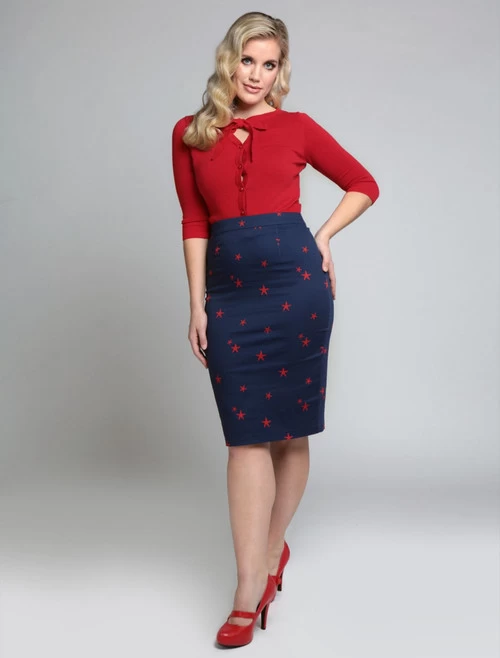 Collectif Polly Starfish Pencil Skirt - Large 3 Collectif Polly Starfish Pencil Skirt - Large