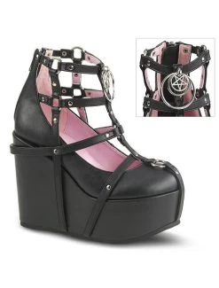 Demonia Poison Caged Pentagram Wedge Shoes - US7 And US8 In Stock