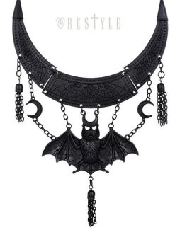 Restyle Oriental Bat Necklace: Black