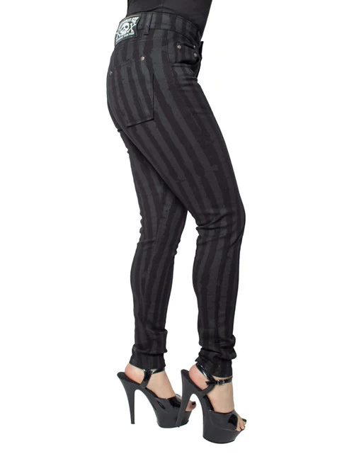 Kreepsville 666 Unisex Skinny Jeans: Destroyer Grey Stripe 6 Kreepsville 666 Unisex Skinny Jeans: Destroyer Grey Stripe - Image 4