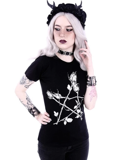 Restyle Rose Pentagram T-Shirt 4 Restyle Rose Pentagram T-Shirt - Image 2