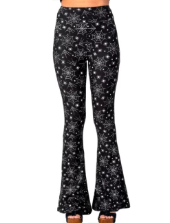 Too Fast Hellz Bellz Spider Web Bell Bottom Flares: White - Small