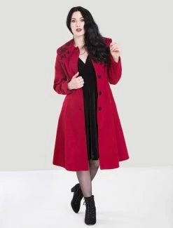 Hell Bunny Hermione Coat: Red - Small To 2XL -Fashion Apparel Big C Edit Front 2 25251.1587733672