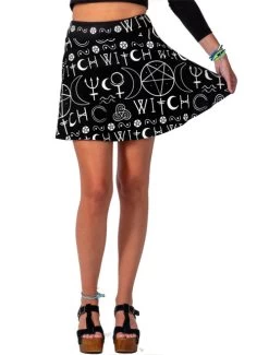 Too Fast Imma Witch Mini Skater Skirt
