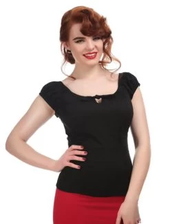 Collectif Lorena Top: Black - Medium And Large