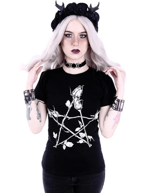 Restyle Rose Pentagram T-Shirt 3 Restyle Rose Pentagram T-Shirt