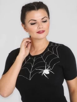 Hell Bunny Black Widow Jumper - Large, XL And 2XL -Fashion Apparel Big C Edit Front Close 08996.1592175532