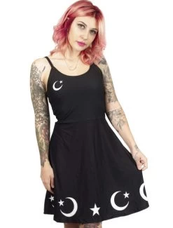 Too Fast Moon & Stars Spaghetti Strap Skater Dress 8 Too Fast Moon & Stars Spaghetti Strap Skater Dress -Fashion Apparel Big C Edit Front Close 38286.1570093621