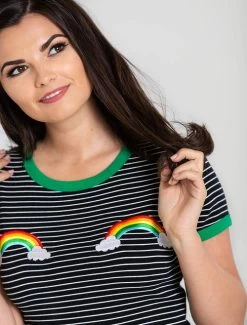 Hell Bunny Rainbow Top - XS -Fashion Apparel Big C Edit Front Close 78764.1604414087