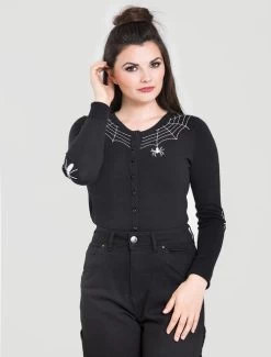Hell Bunny Spider Cardigan: Blackout - Medium, XL And 2XL -Fashion Apparel Big C Edit Front Closer 07337.1591813057