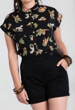 Hell Bunny Yaz Shorts: Black - XS, Medium And 4XL -Fashion Apparel Big C Edit Front Closer 74596.1566013003